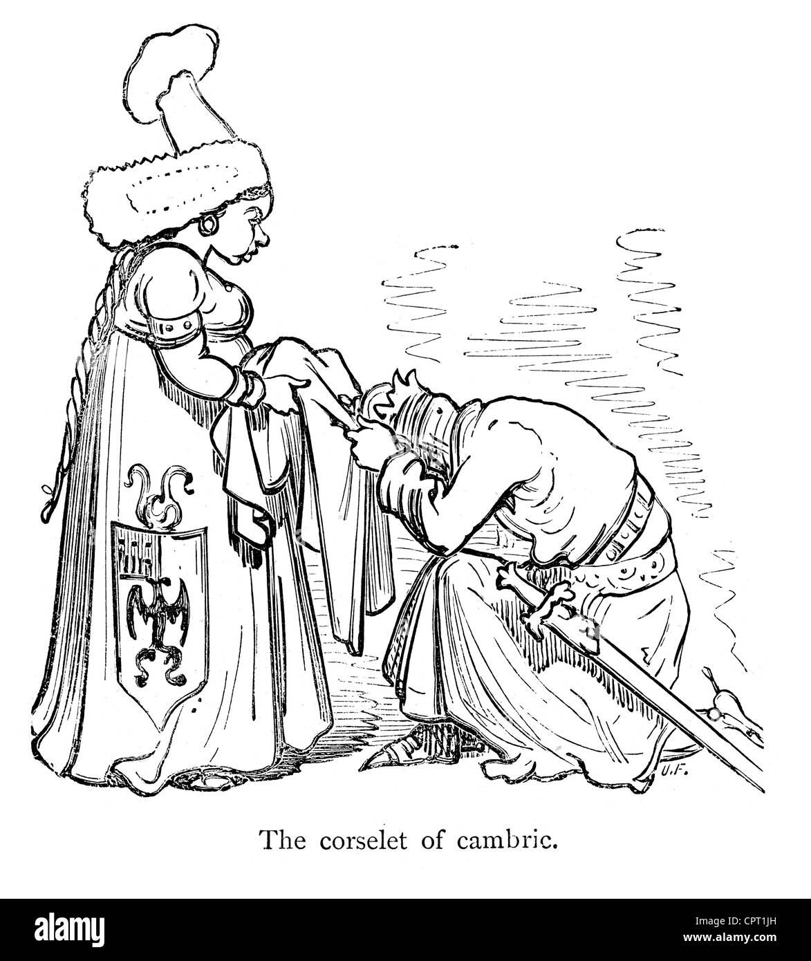 Corselet di Cambric. Illustrazione da la leggenda di Croquemitaine da Gustave Doré Foto Stock