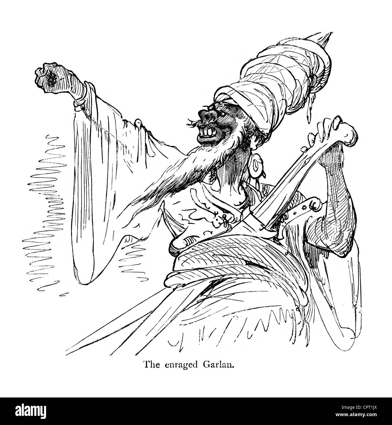 Il furioso Garlan. Illustrazione da la leggenda di Croquemitaine da Gustave Doré Foto Stock