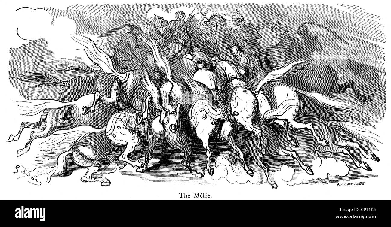 La mischia. Illustrazione da la leggenda di Croquemitaine da Gustave Doré Foto Stock