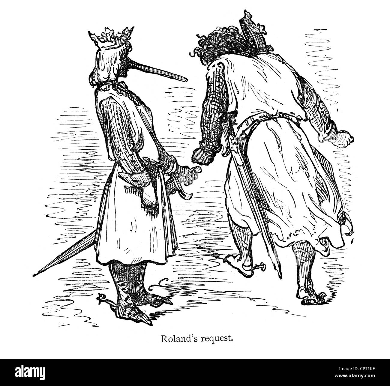 Roland's richiesta. Illustrazione da la leggenda di Croquemitaine da Gustave Doré Foto Stock