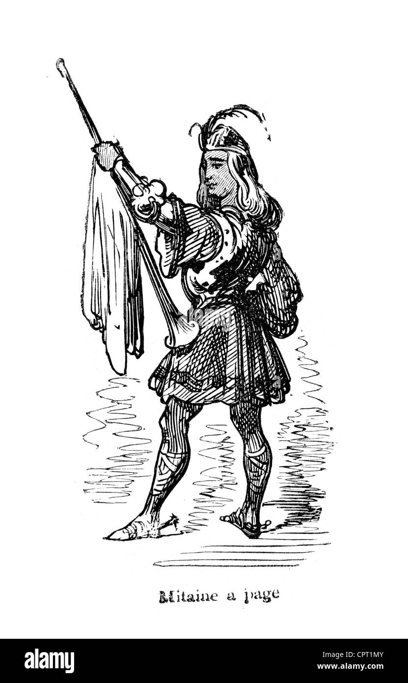 Mitaine una pagina. Illustrazione da la leggenda di Croquemitaine da Gustave Doré Foto Stock