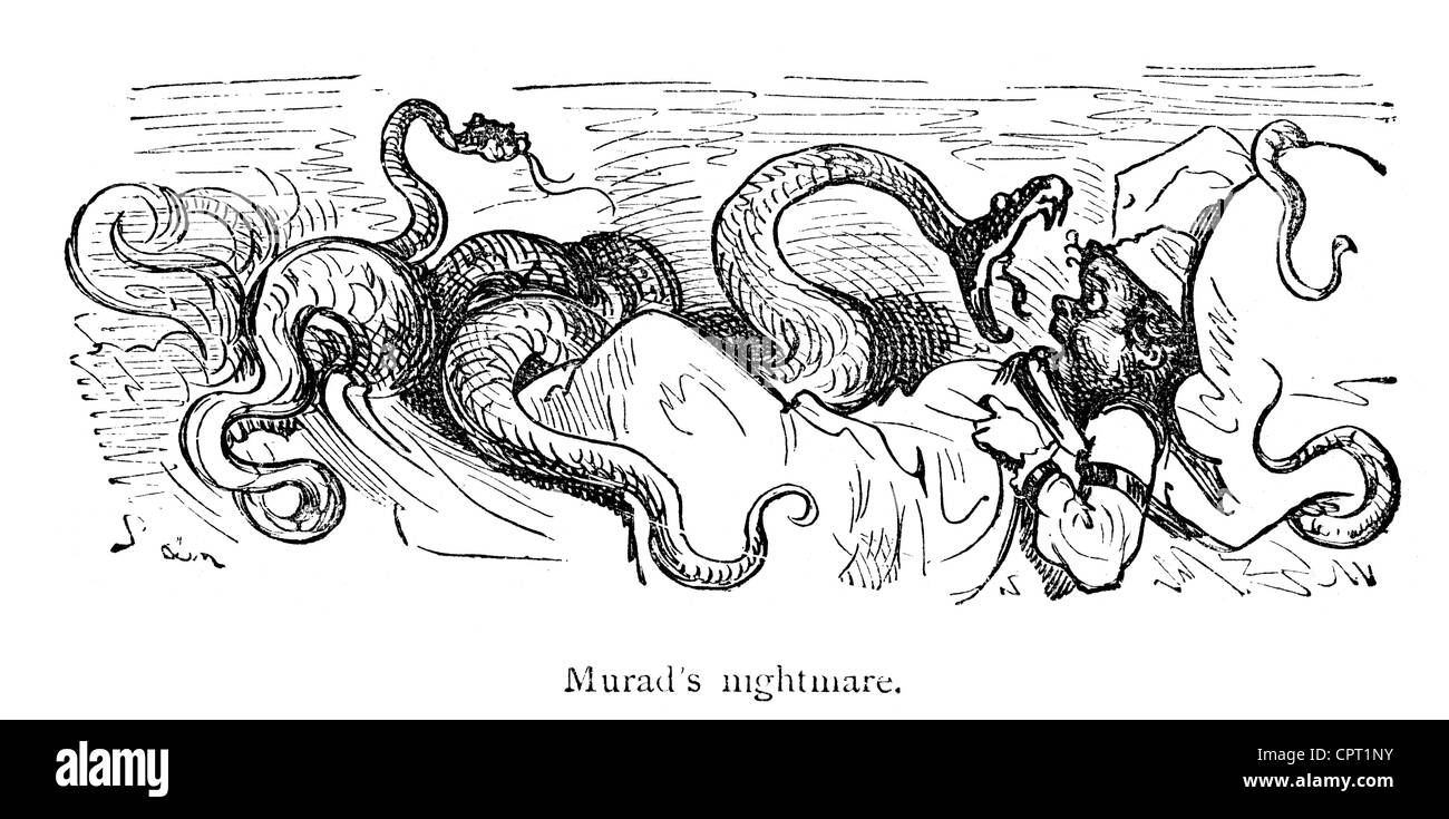 Murad della incubo. Illustrazione da la leggenda di Croquemitaine da Gustave Doré Foto Stock