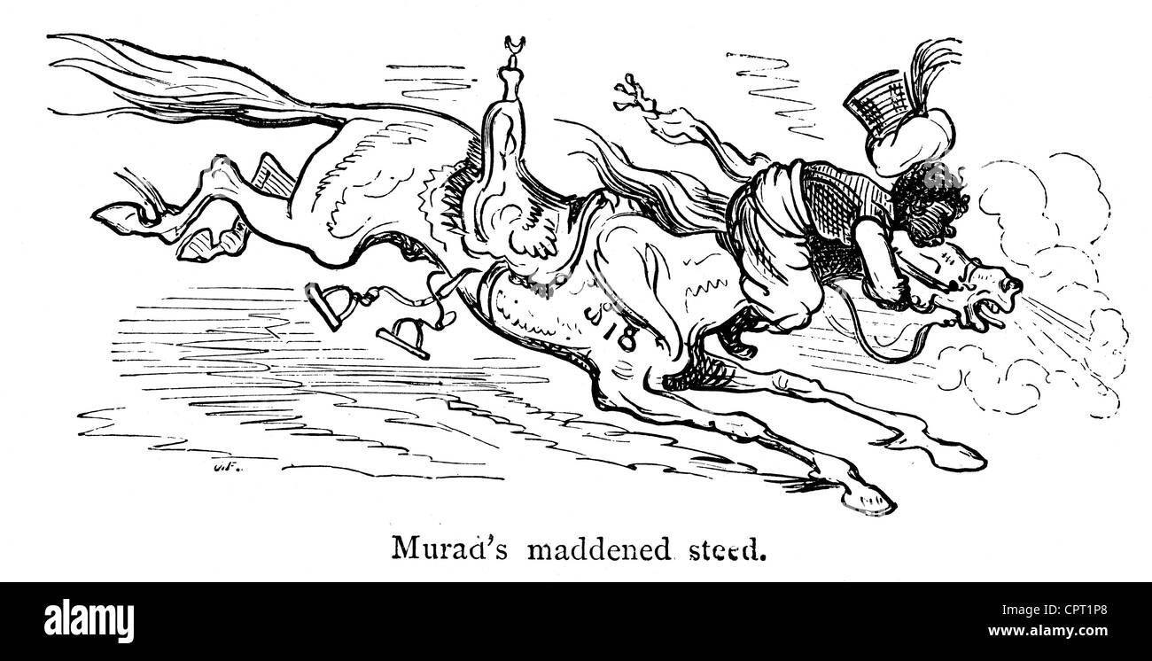 Murad maddened del destriero. Illustrazione da la leggenda di Croquemitaine da Gustave Doré Foto Stock