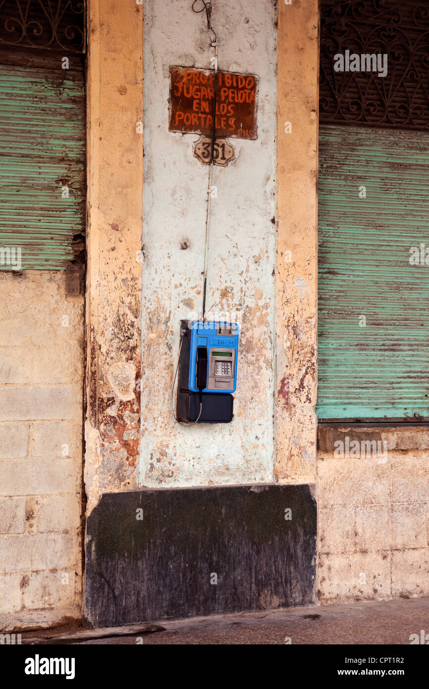 Casella telefono Vecchia Havana Cuba Foto Stock