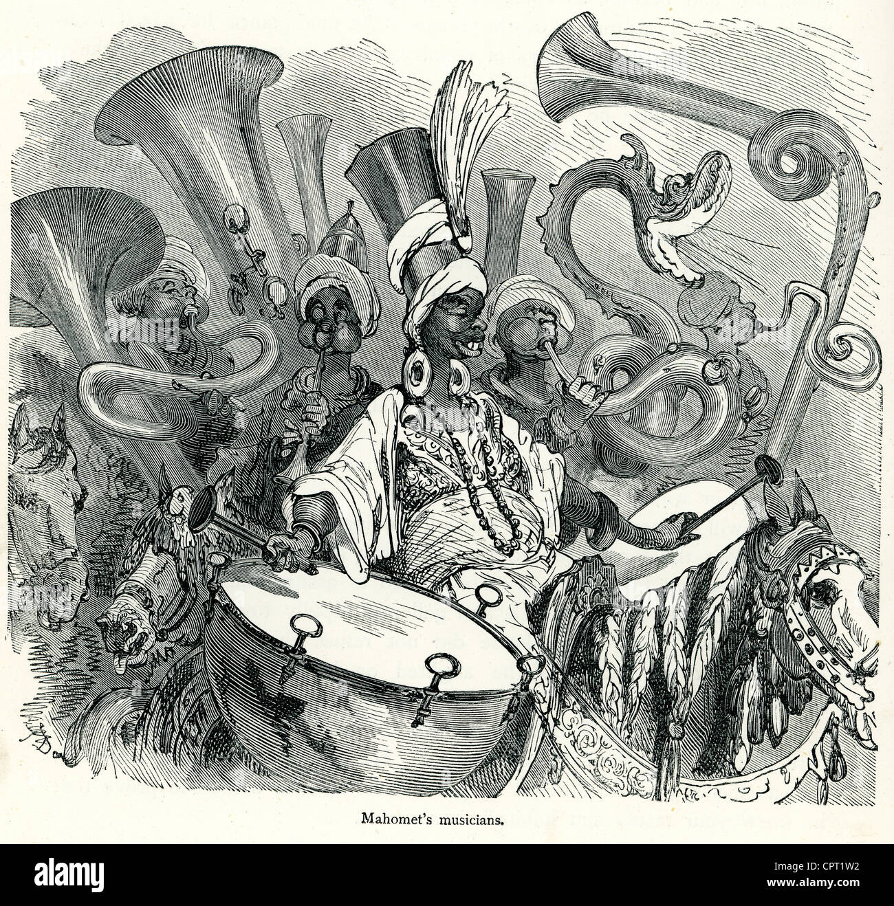 Mahomet dei musicisti. Illustrazione da la leggenda di Croquemitaine da Gustave Doré Foto Stock