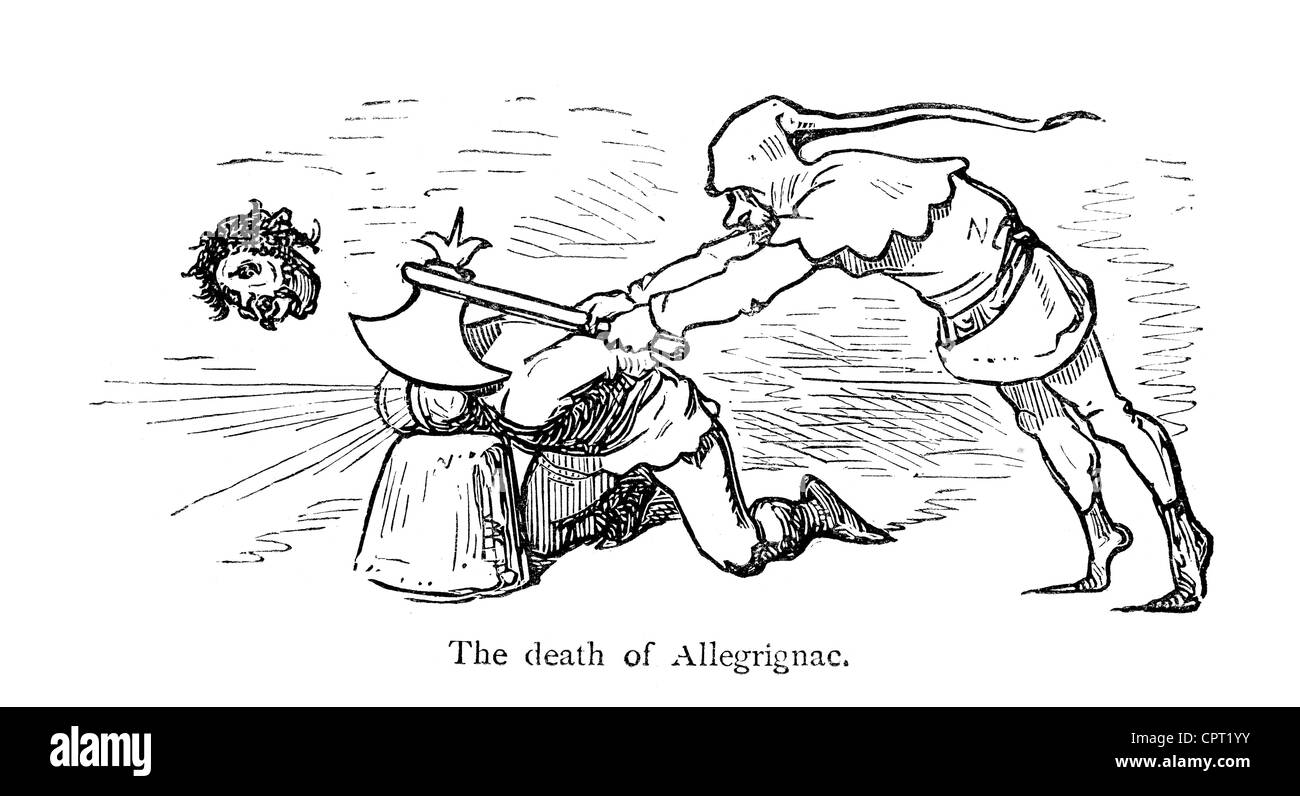 La morte di Allegrignac. Illustrazione da la leggenda di Croquemitaine da Gustave Doré Foto Stock