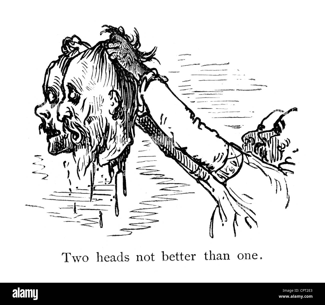Due teste non sono meglio di uno. Illustrazione da la leggenda di Croquemitaine da Gustave Doré Foto Stock