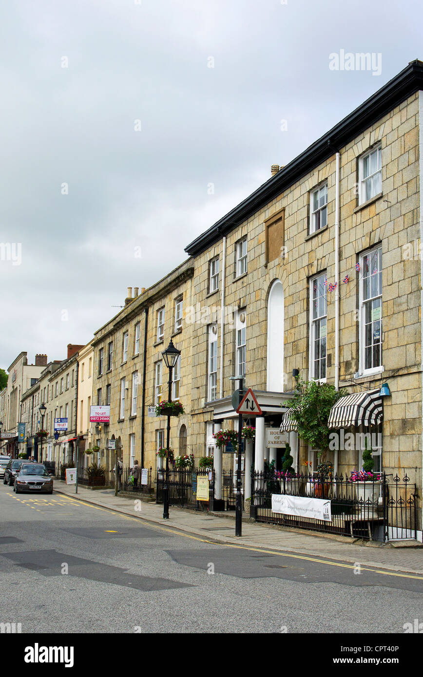 La splendida architettura vittoriana con limone Street, Truro, Cornwall, Regno Unito Foto Stock