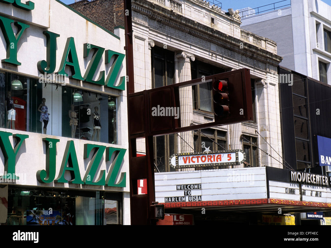 Harlem New York City 125th Street scene Street scene: Jimmy Jazz Store USA. Harlem Manhattan capitale della cultura afro-americana. Foto Stock