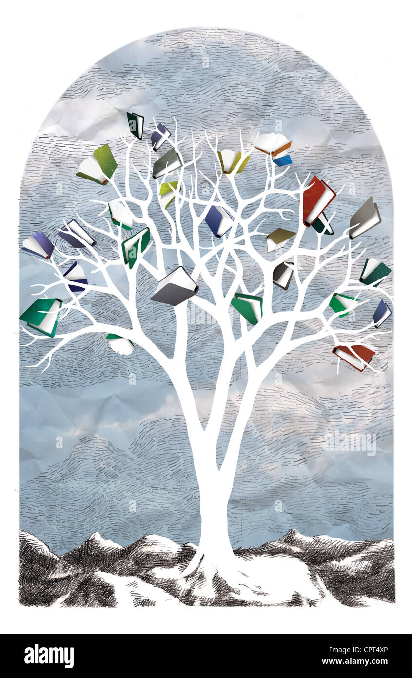 Un albero dei libri Foto stock - Alamy