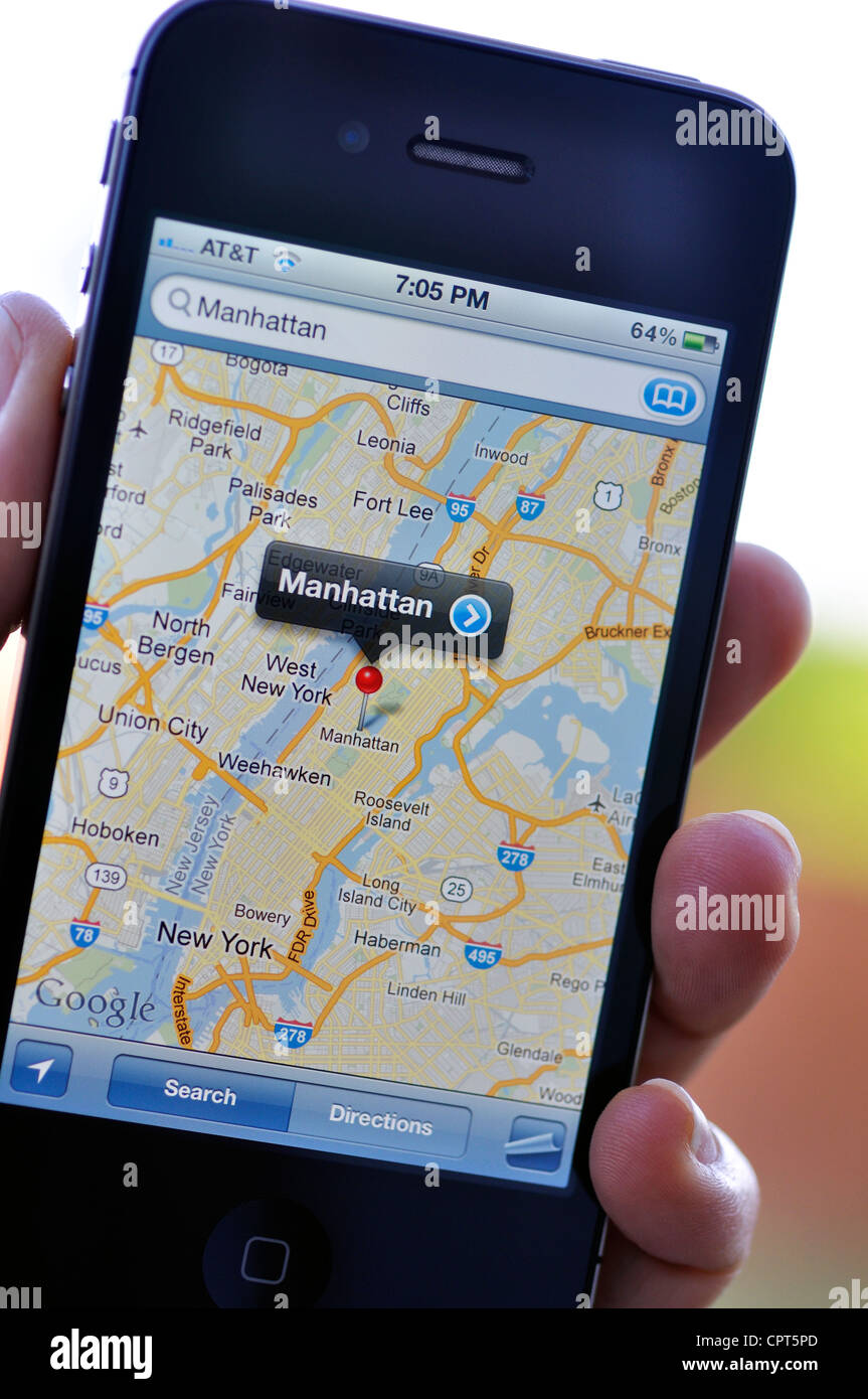 IPhone - New York City Manhattan mappa Foto Stock