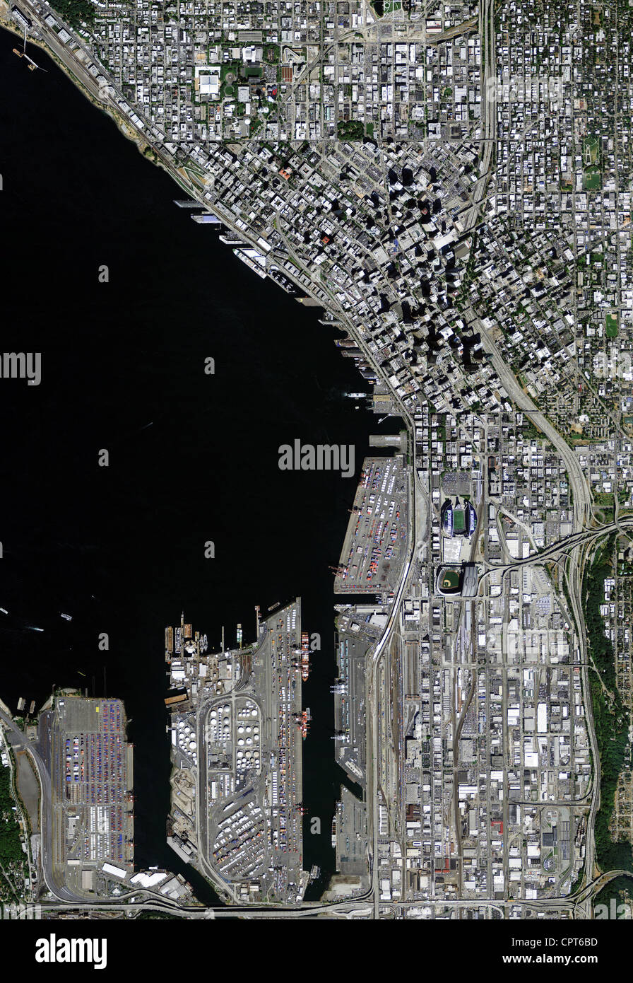 Mappa foto aeree di Seattle, Washington Foto Stock