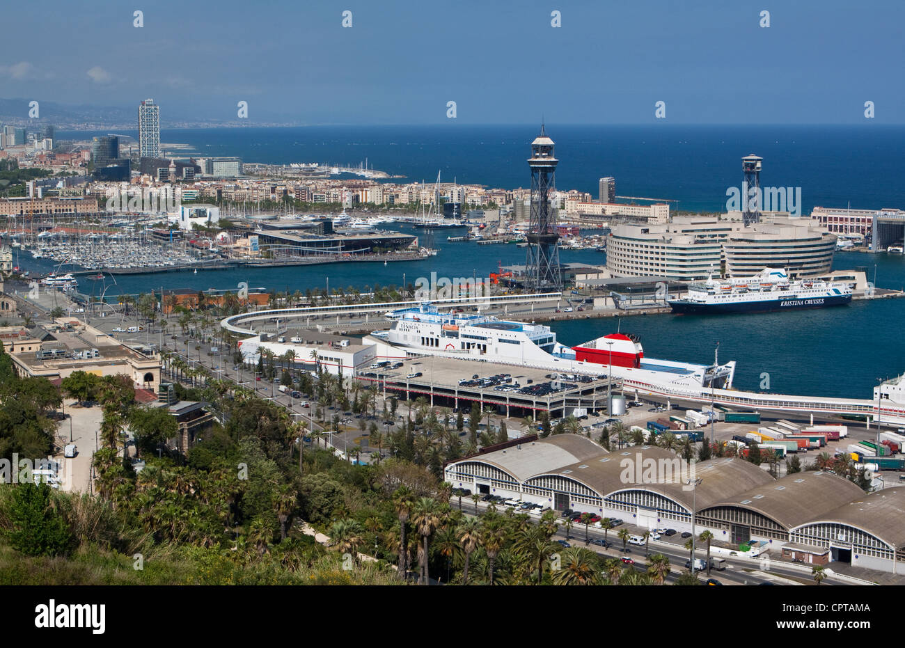 Vista del porto di Barcellona Foto Stock