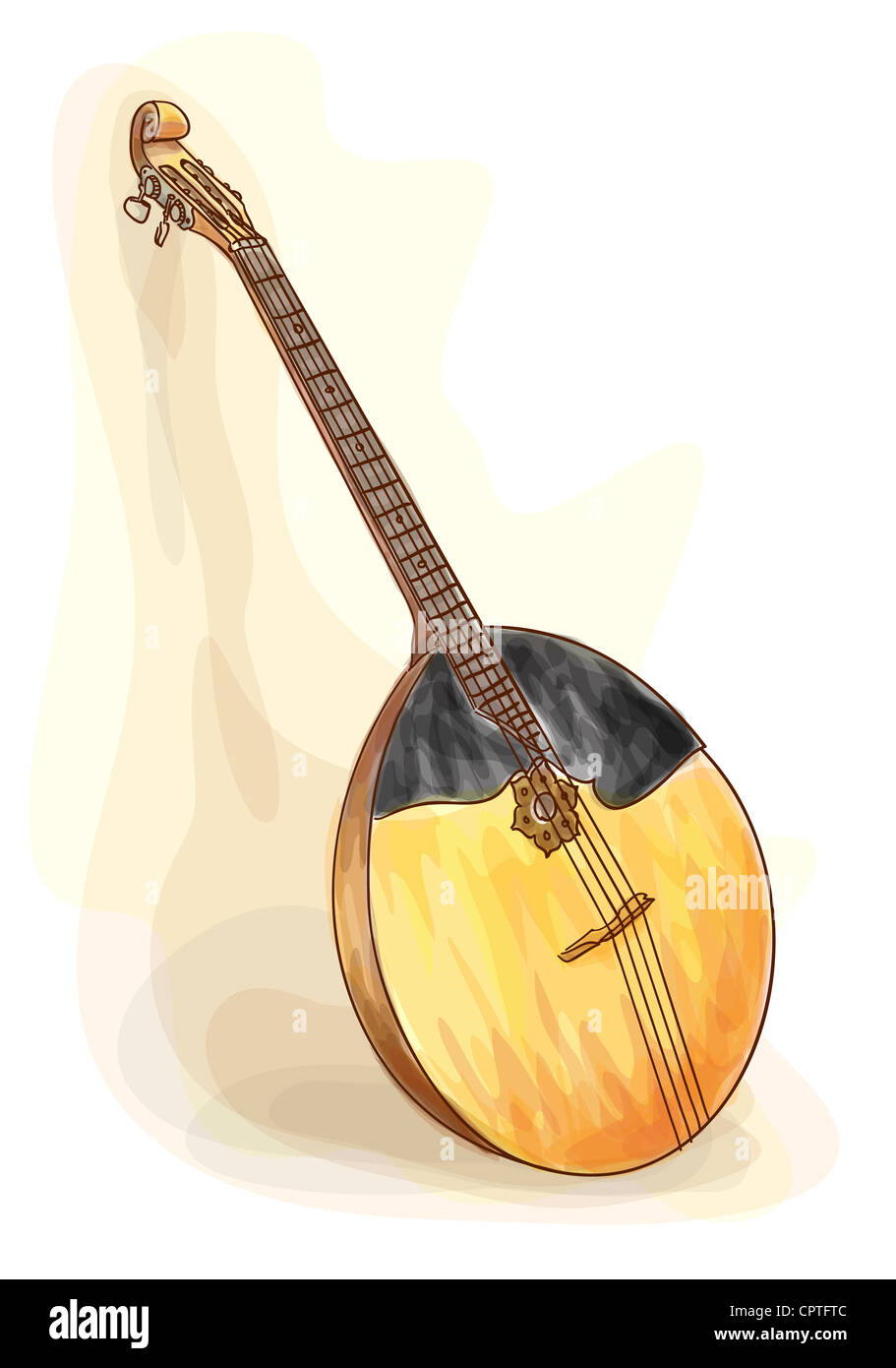 Tradizionali slavo strumento musicale - domra. Stile acquerello. Illustrazione Vettoriale. Foto Stock