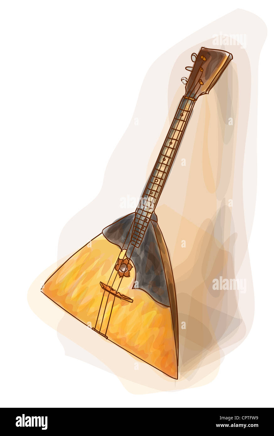 La Balalaika - un cittadino russo lo strumento musicale. Stile acquerello. Foto Stock
