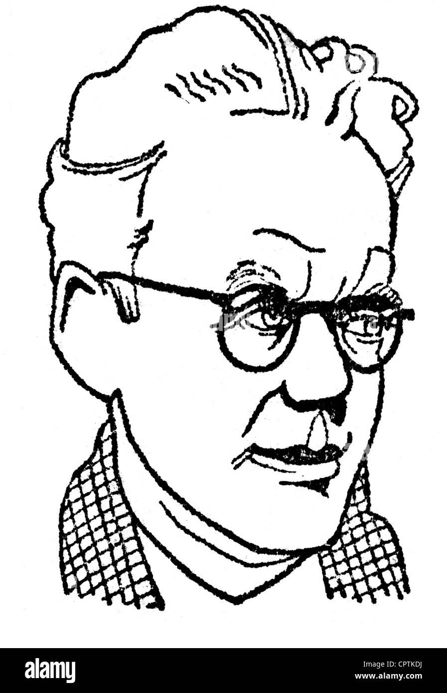 Odets, Clifford, 18.7.1906 - 18.8.1963, autore/scrittore americano, ritratto, caricatura, disegno, metà del 20th secolo, Foto Stock