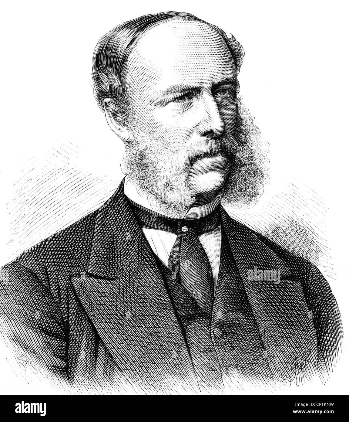 Muenster von Derneburg, Georg, Prince, 23.12.1820 - 27.3.1902, diplomatico e politico tedesco (Partito conservatore libero) ritratto, basato sulla fotografia di Hanfstaengl, incisione del legno, 1873, Foto Stock