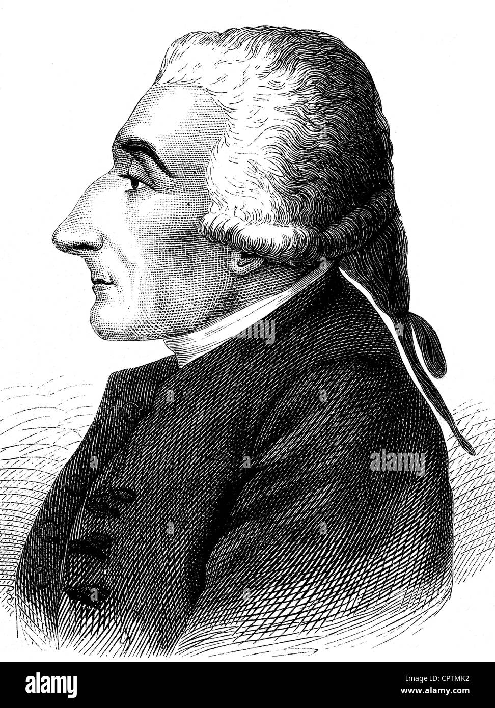 Oberlin, Johann Friedrich, 31.8.1740 - 1.6.1825, filologo tedesco, archeologo, ritratto, profilo sinistro, incisione in legno, prima del 1877, Foto Stock
