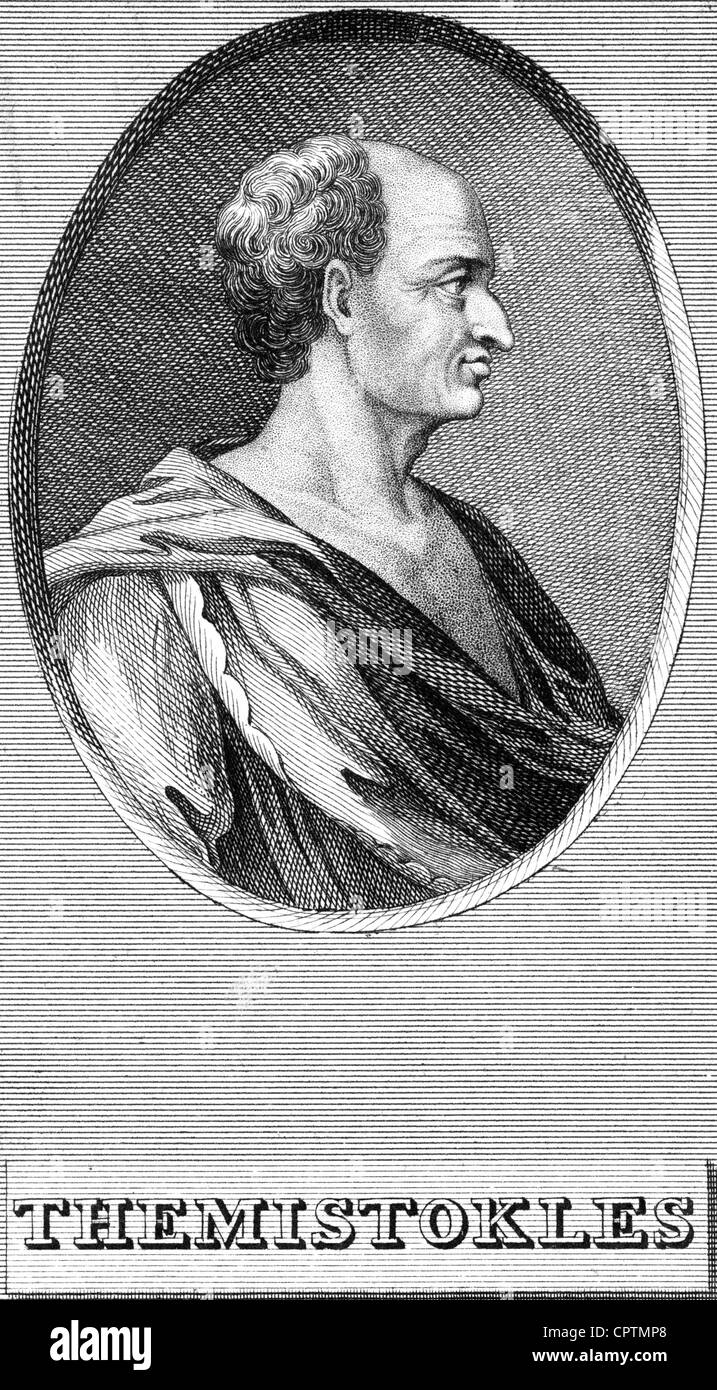 Themistocles, circa 525 BC - 459 BC, uomo politico di Atene, ritratto, incisione su rame, XVIII secolo, artista del diritto d'autore non deve essere cancellata Foto Stock