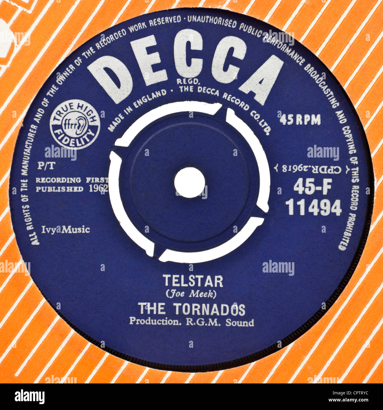 Il Tornado - Telstar (7' dischi in vinile, 1962 prima pressatura, Decca F11494) Foto Stock