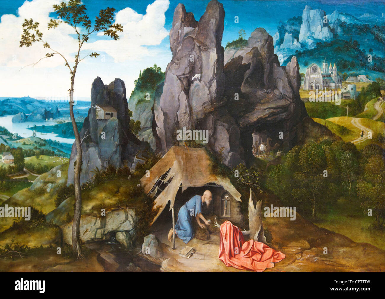 San Girolamo nel deserto, da Joachim Patinir, XVI secolo, il Musee du Louvre, Parigi, Francia, Europa UE Foto Stock