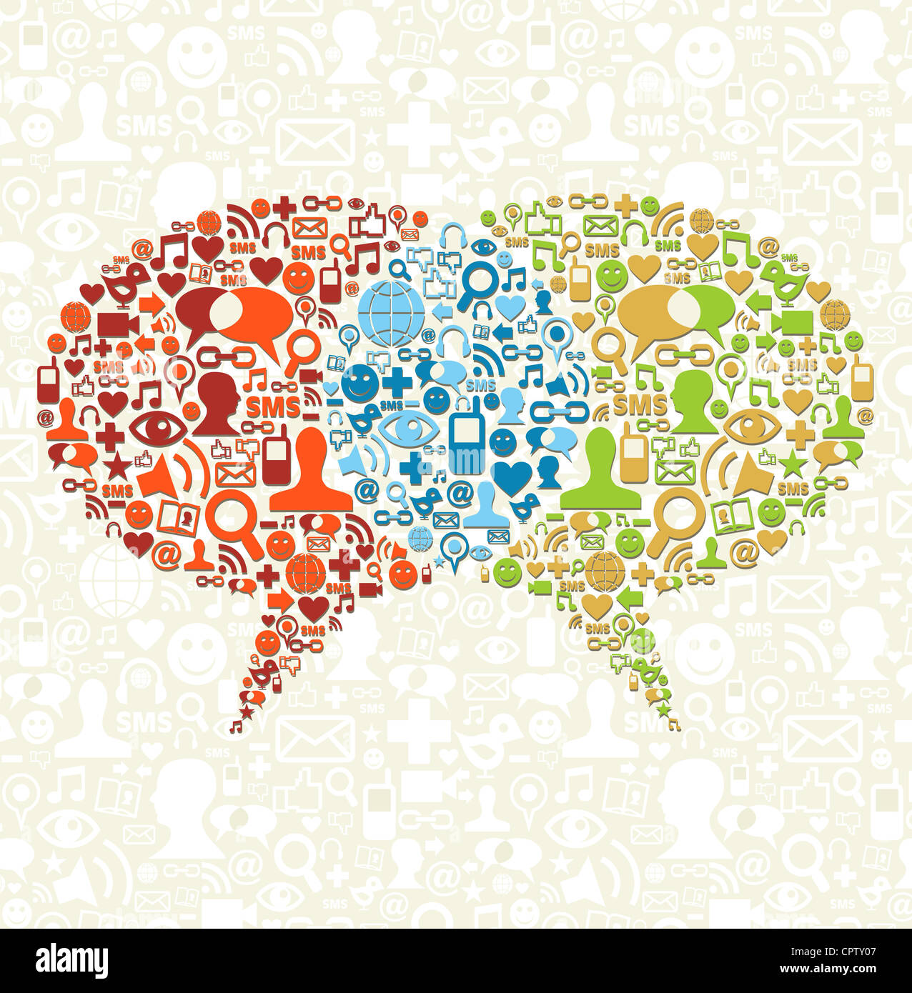 Fumetti collegamento realizzato con i social media set di icone. File vettoriale stratificata per una facile manipolazione e colorazione personalizzata. Foto Stock