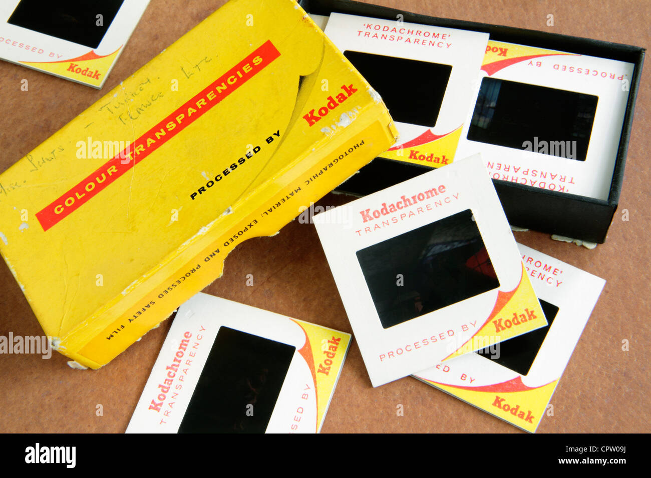 Vecchia scatola di Kodak Kodachrome slitta lucidi Foto Stock