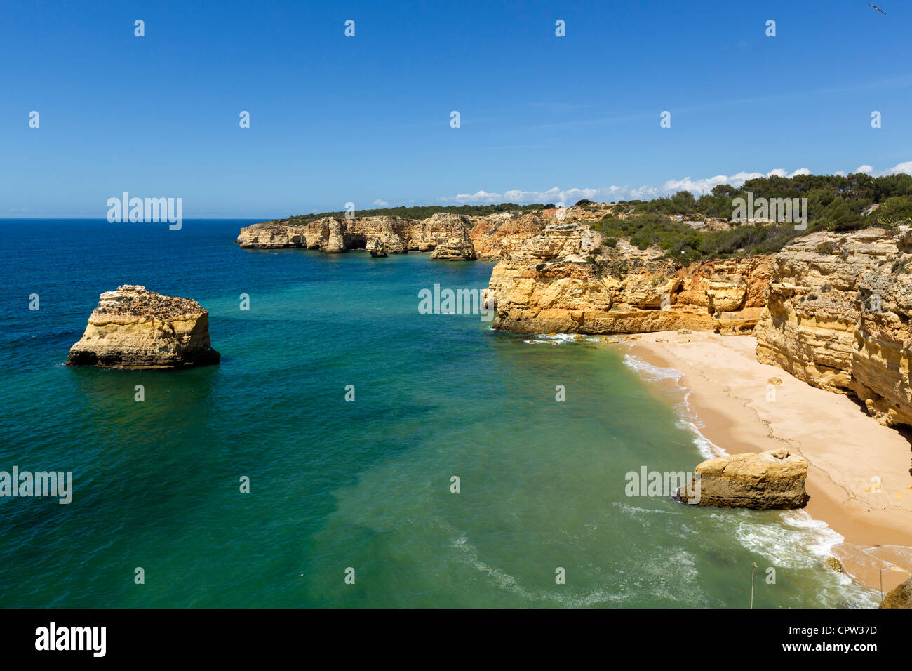 Praia da Marinha spiaggia vicino a Benagil, sulla costa tra Portimao e Albufeira Algarve Foto Stock