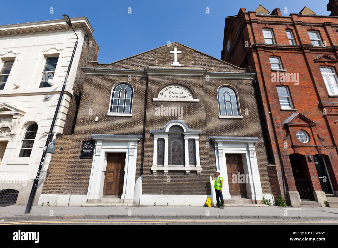 St George tedesco della Chiesa luterana, Alie Street, Whitechapel, Tower Hamlets, Londra, Inghilterra, Regno Unito. Foto Stock