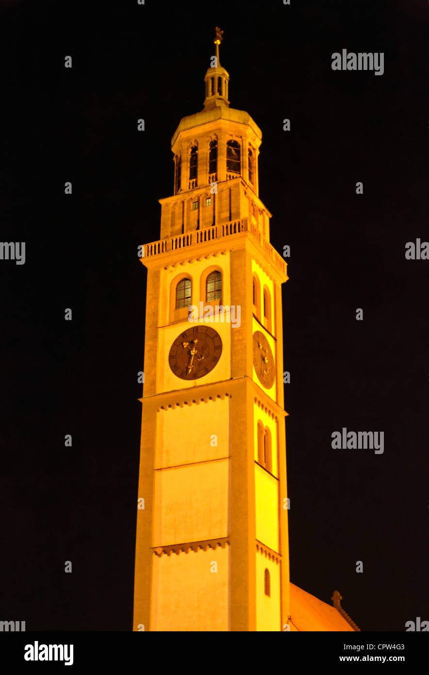 Torre perlach Augusta/Germania di notte Foto Stock