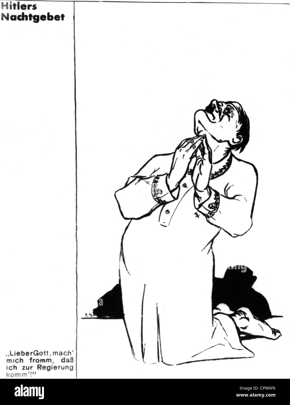 Hitler, Adolf, 20.4.1889 - 30.4.1945, politico tedesco (NSDAP), caricatura, 'preghiera Serale di Hitler', disegno, 'Der wahre Jakob', Berlino, 1932, Foto Stock