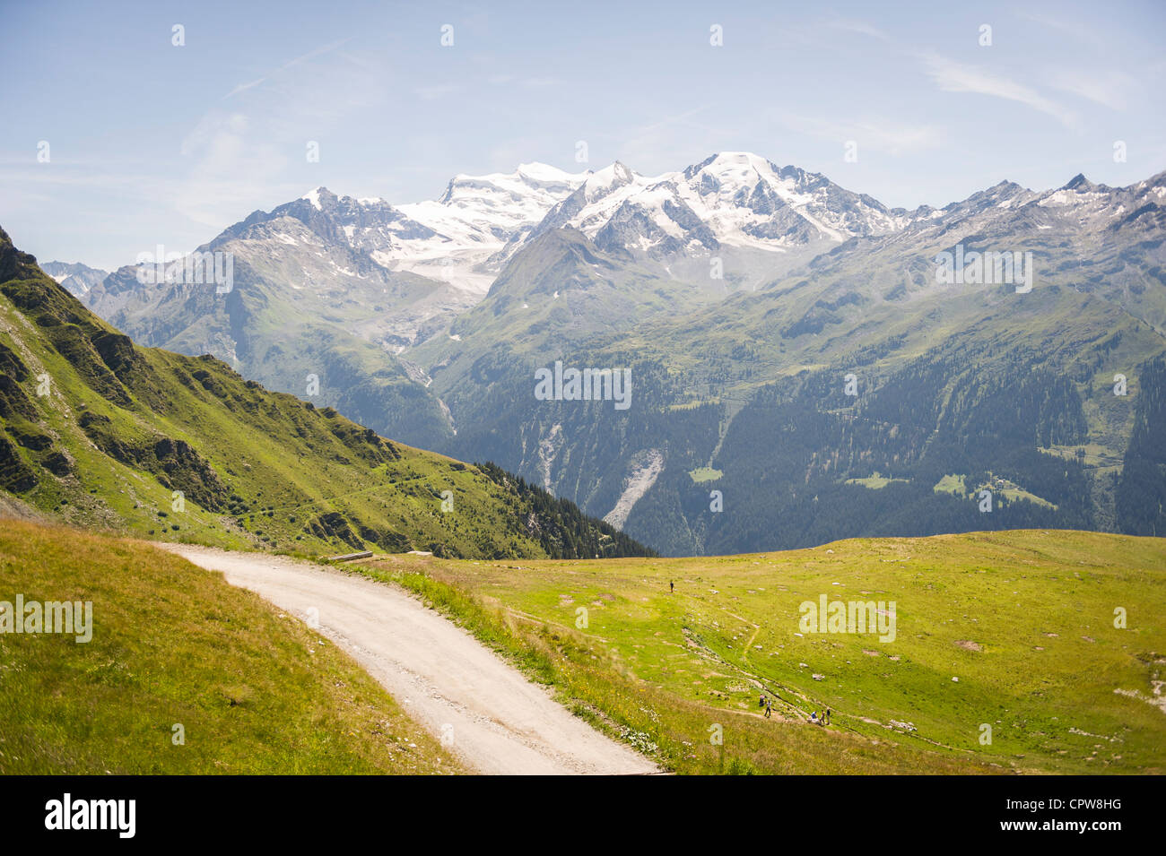 Via montagna alta Sopra Verbier, le montagne svizzere, Svizzera Foto Stock