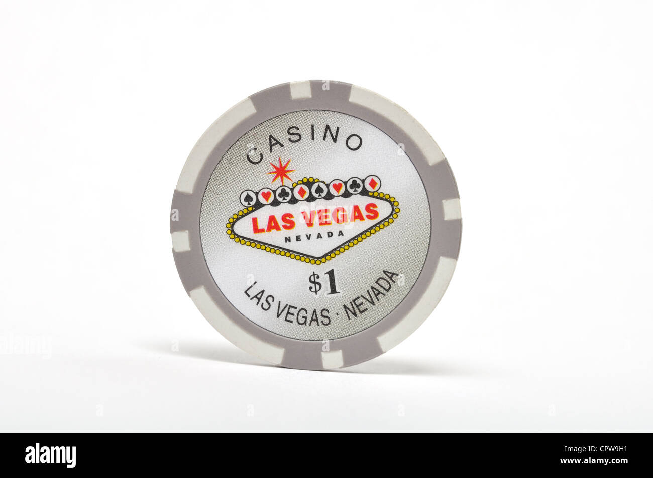 Las Vegas Casino Chip su sfondo bianco Foto Stock