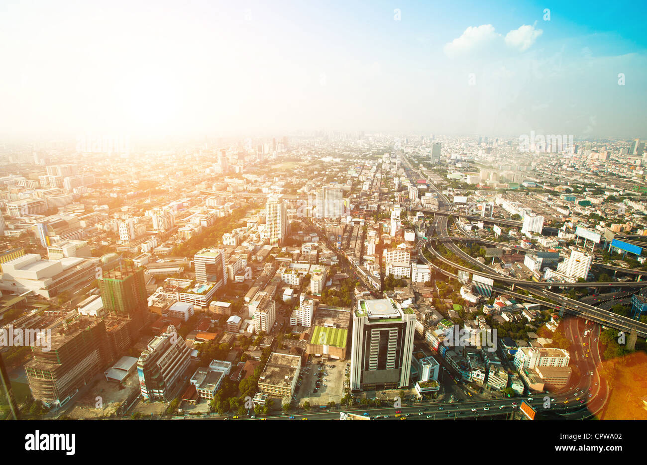 Panorama di Bangkok in mattinata a sunrise. Foto Stock