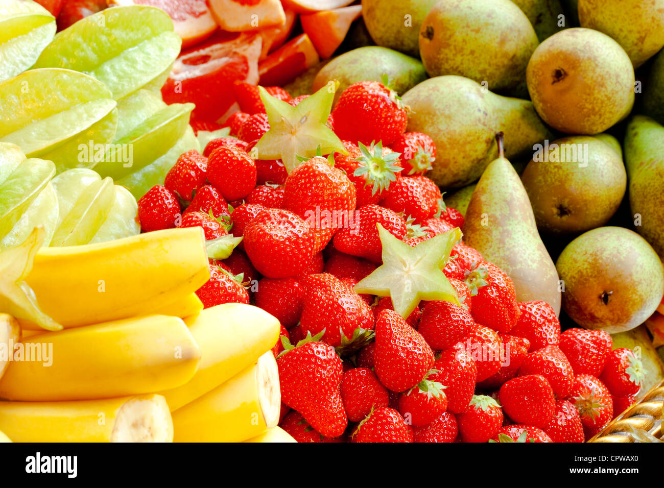 Assortimento di frutti diversi Foto Stock