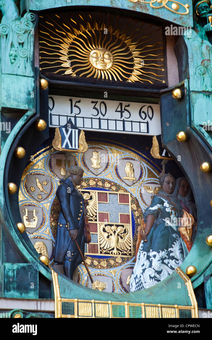 L'Anker Uhr, ancoraggio, orologio a Vienna, in Austria Foto Stock