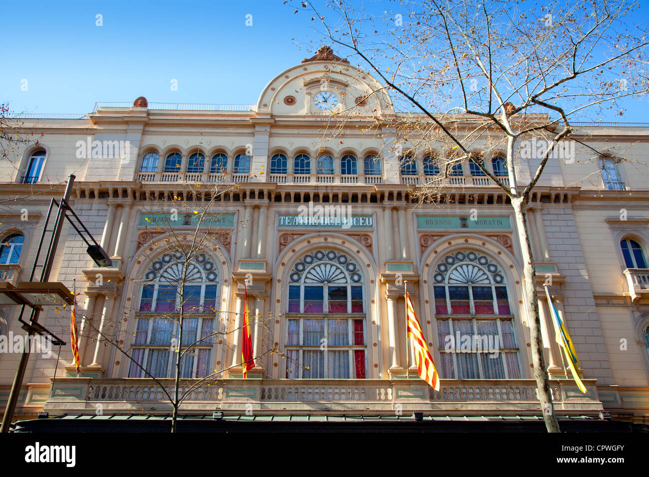 Barcellona Gran Teatro del Liceo Liceu facciata in ramblas Foto Stock