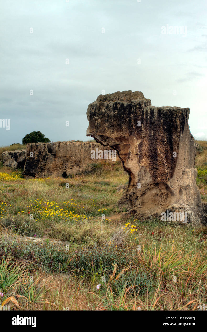 Antico sito le tombe dei re a Paphos, Cipro Foto Stock