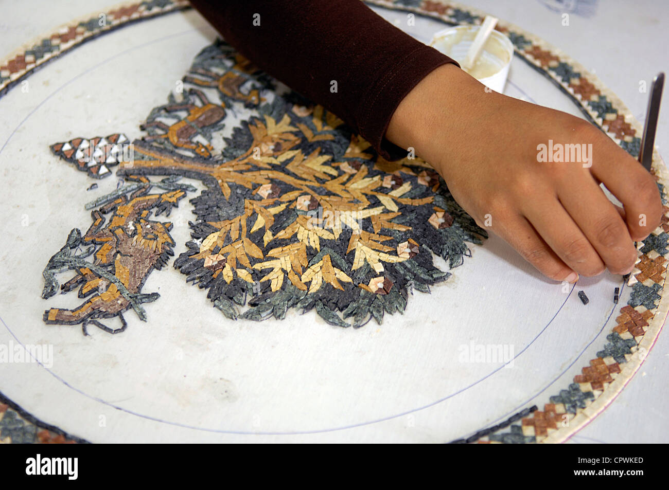 Asia Giordania Madaba Scuola del Mosaico Foto Stock