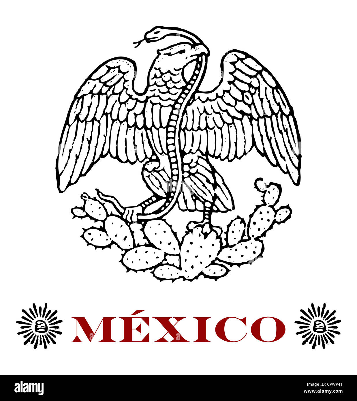 Mexican Eagle con cappelli di libertà Foto Stock