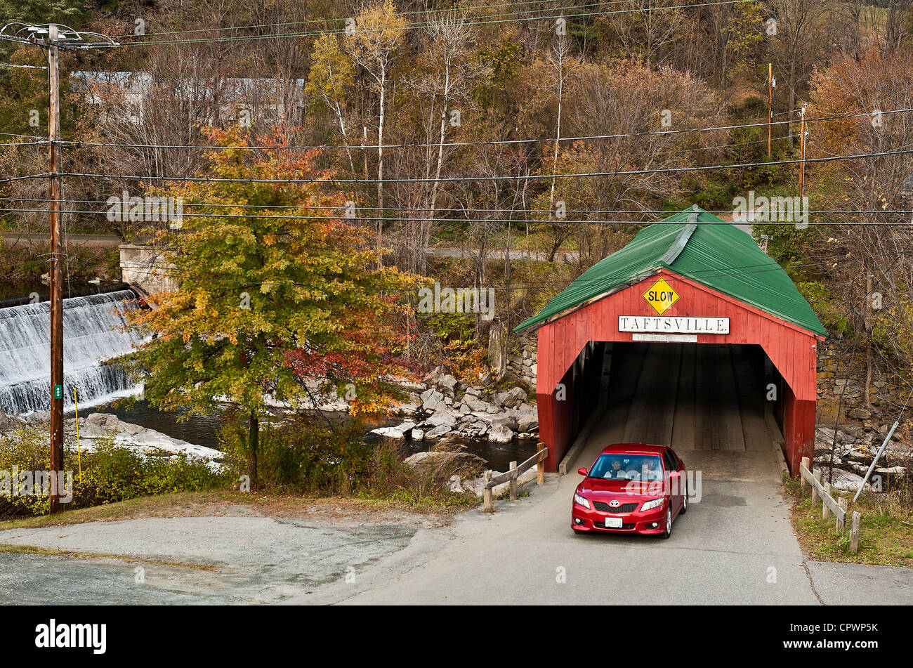 Ponte coperto, Taftville, Vermont, USA, VT Foto Stock