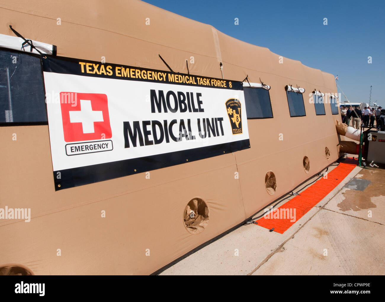 Texas Emergency Medical Task Force mobile unità medico tenda istituito durante l uragano Preparazione esercitazione Foto Stock