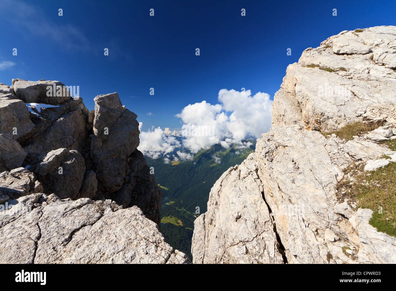 Bella vista dalle Pale di San Martino mount, Trentino, Italia Foto Stock