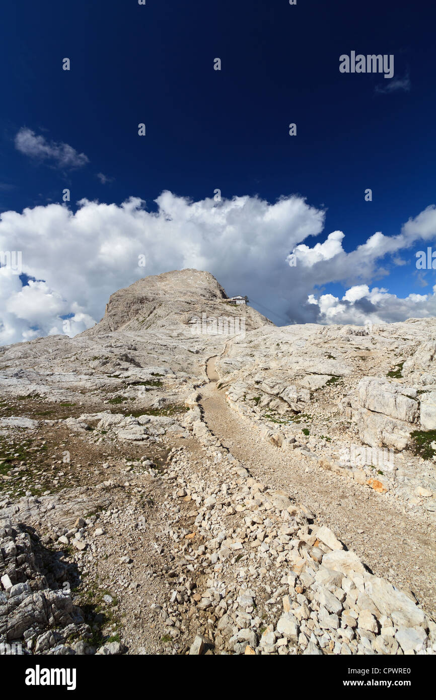 Altopiano delle Pale di San Martino Dolomiti e picco di Rosetta, Trentino, Italia Foto Stock