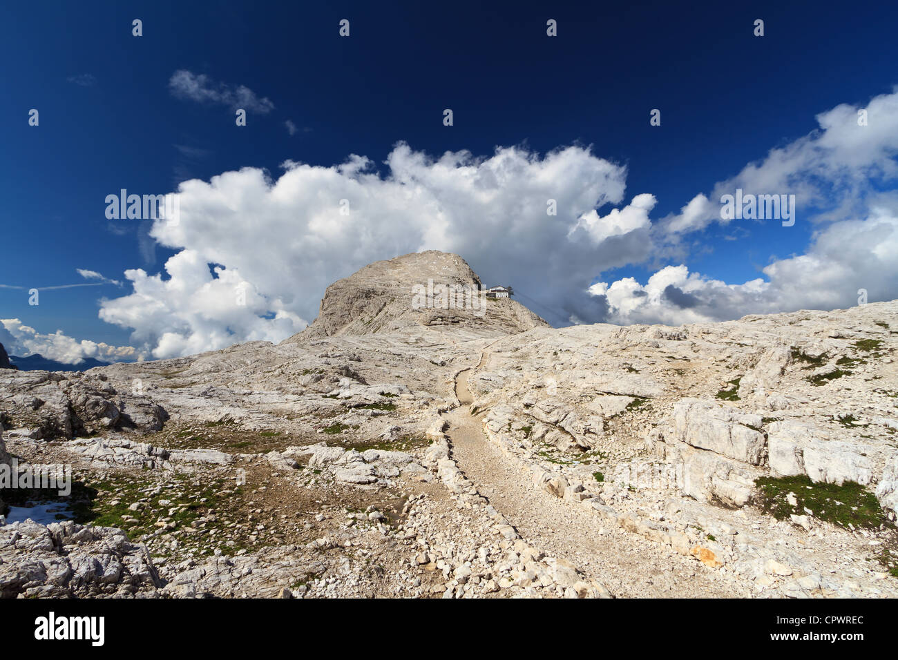 Altopiano delle Pale di San Martino Dolomiti e picco di Rosetta, Trentino, Italia Foto Stock