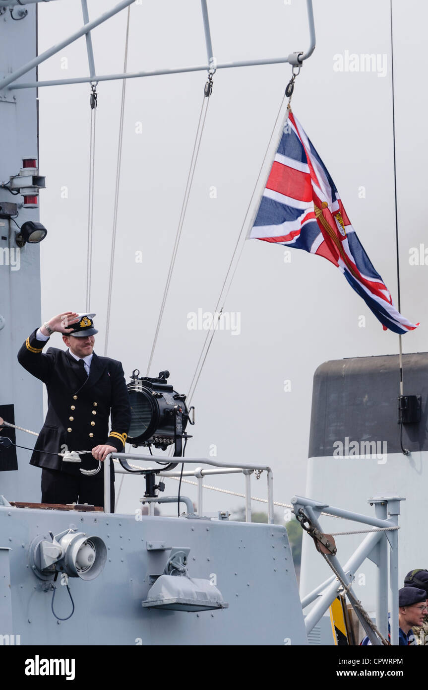 Royal Navy Officer del dispositivo HMS Bangor Foto Stock