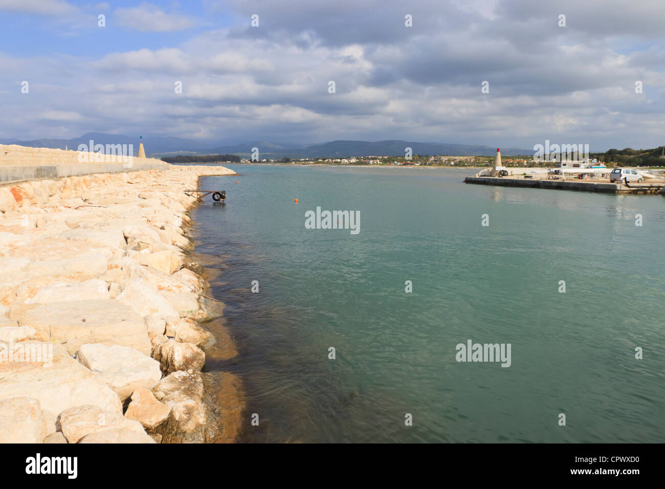 Porto di Latchi ingresso, area di Paphos, Cipro Foto Stock