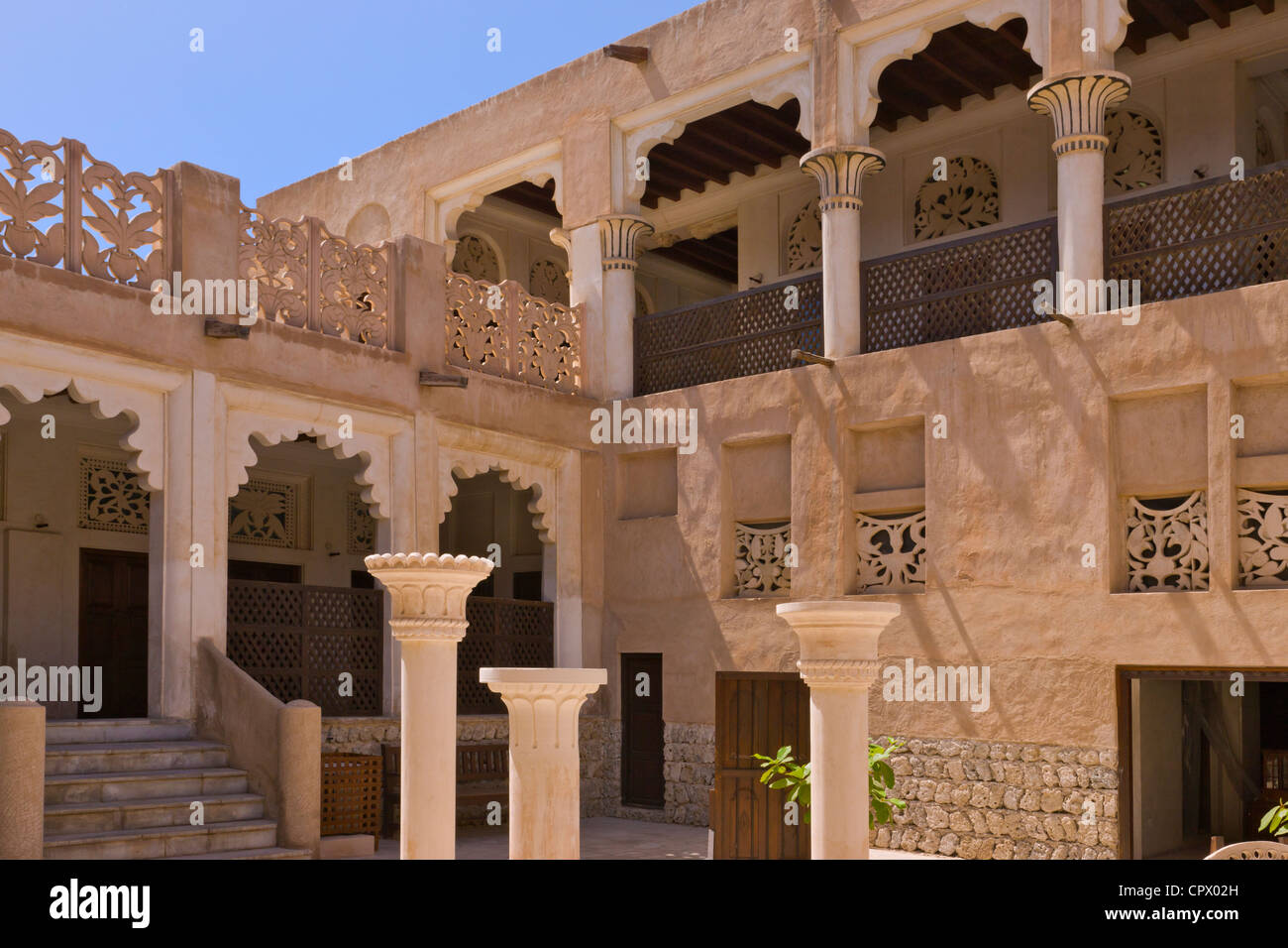 Casa Tradizionale Bastakia trimestre, città vecchia, Dubai, UAE Foto Stock