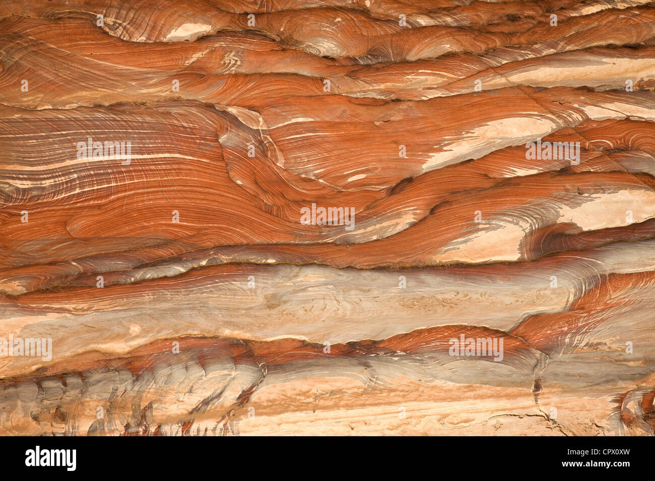Texture di roccia del muro, Petra, Giordania Foto Stock