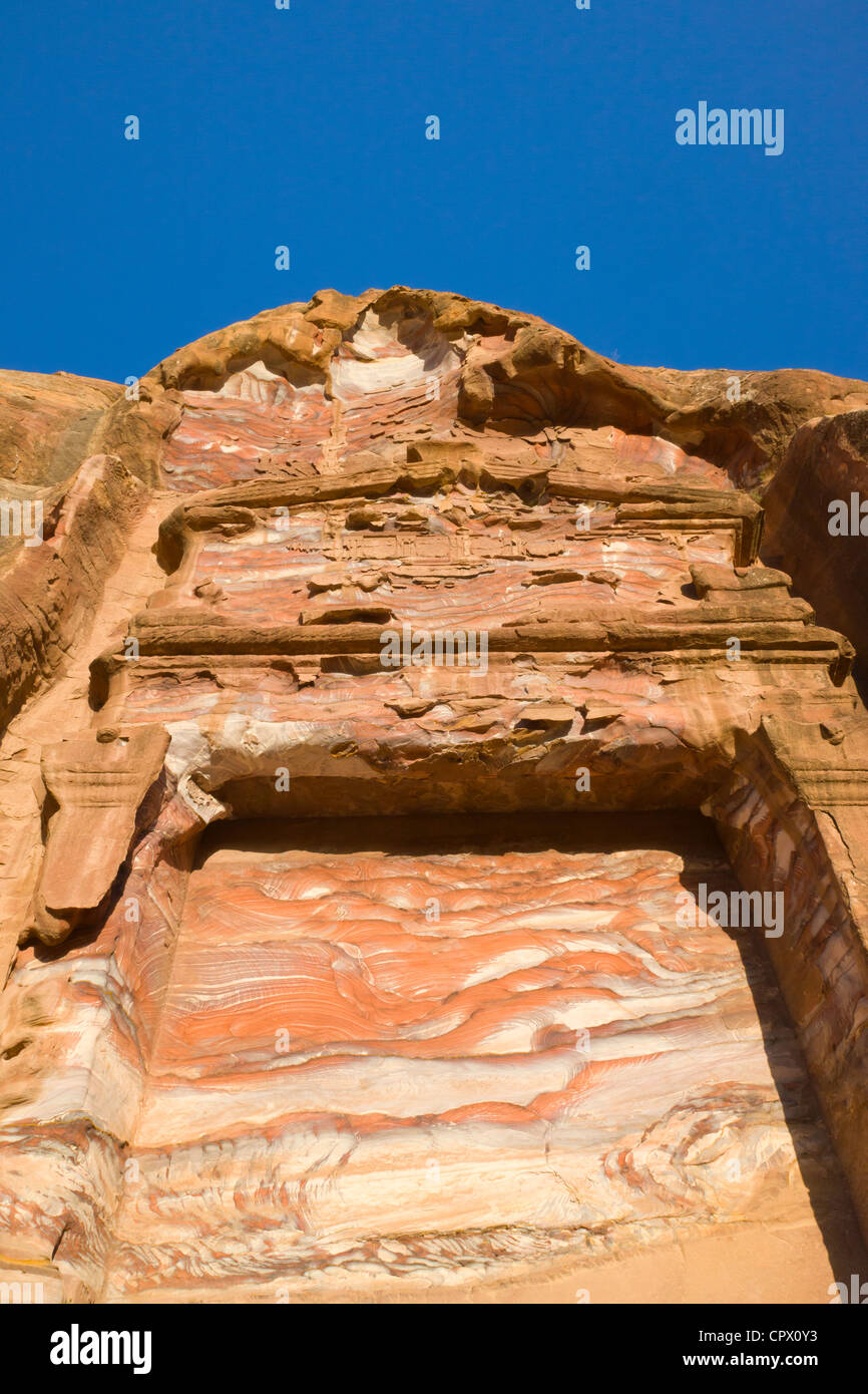 Texture di roccia del muro, Petra, Giordania Foto Stock